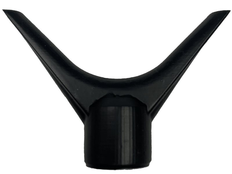 Load image into Gallery viewer, A black, v-shaped plastic Y Rest Bolt Brace attachment, likely for a vacuum cleaner or other appliance, isolated on a white background.
