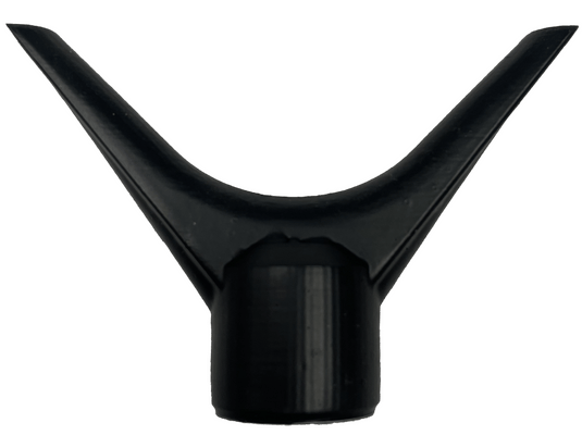 A black, v-shaped plastic Y Rest Bolt Brace attachment, likely for a vacuum cleaner or other appliance, isolated on a white background.